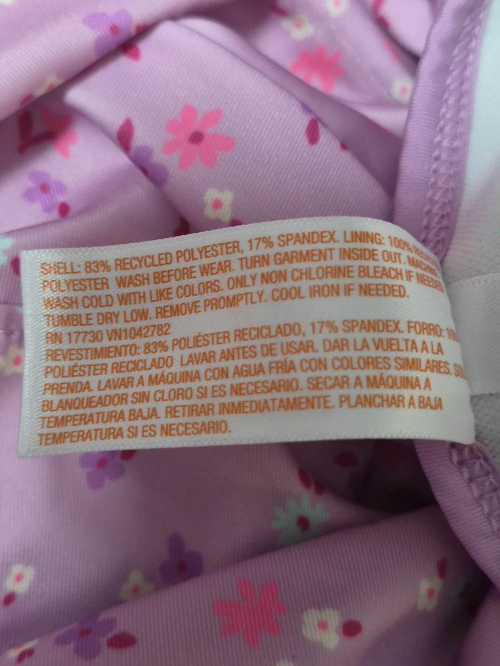 Cat & Jack Pink Floral Long-Sleeve Girls' Rashguard One-Piece 18M
